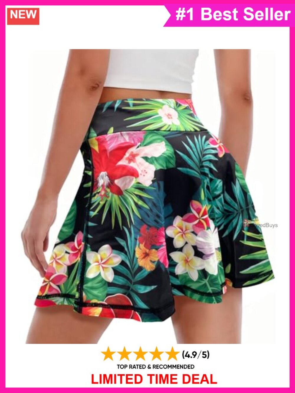 High Waisted Pleated Tennis Skort with Pockets Polyester Spandex